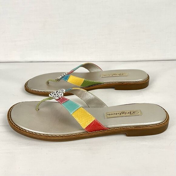 Brighton Orla Leather Sandals Size 6.5 Heart Flip Flops Thong Slip On Resort - Picture 3 of 6